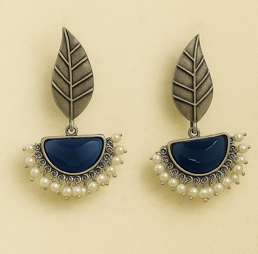 Blue Leaf Earrings